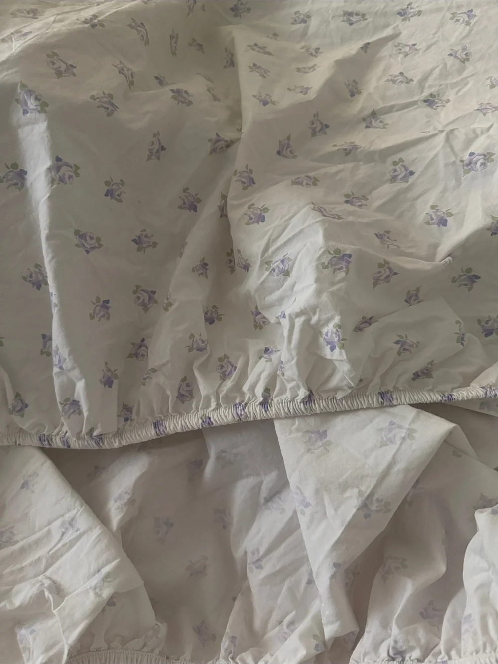 PBK Fitted Sheet and Pillow Case with Small Lavender Floral Pattern